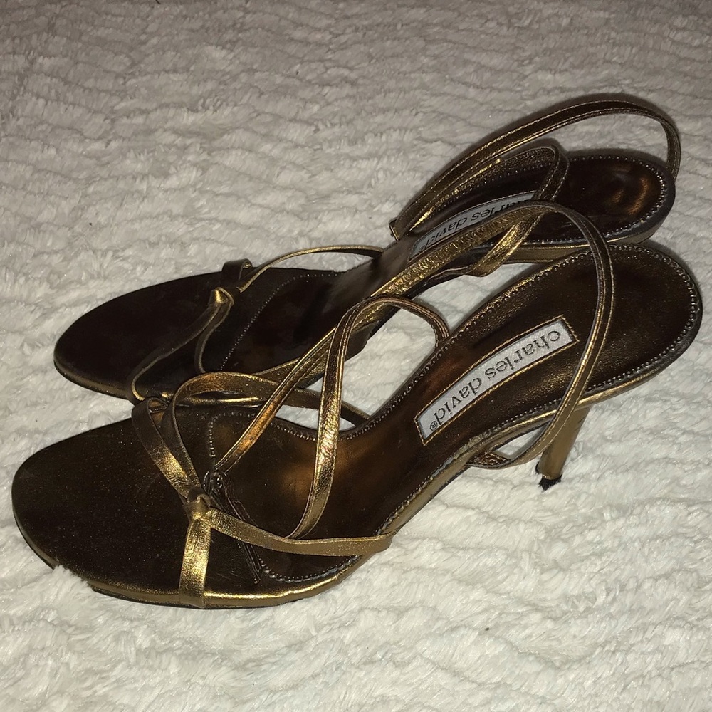 Charles David Leather High Heels Bronze 8B
